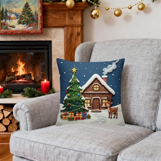xihome Funda de cojn navideña festiva de 45 cm (17,72 pulgadas) cuadrada para sof o sala de estar