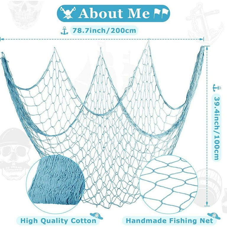 2 Pcs Fish Net Wall Decoration Cotton Fishnet Decor for Pirate