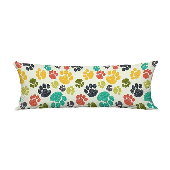 ECZJNT Cute colorful doodle paw prints Animal Pillow Cover Body Pillowcase Pillow Protector 20x60 Inch