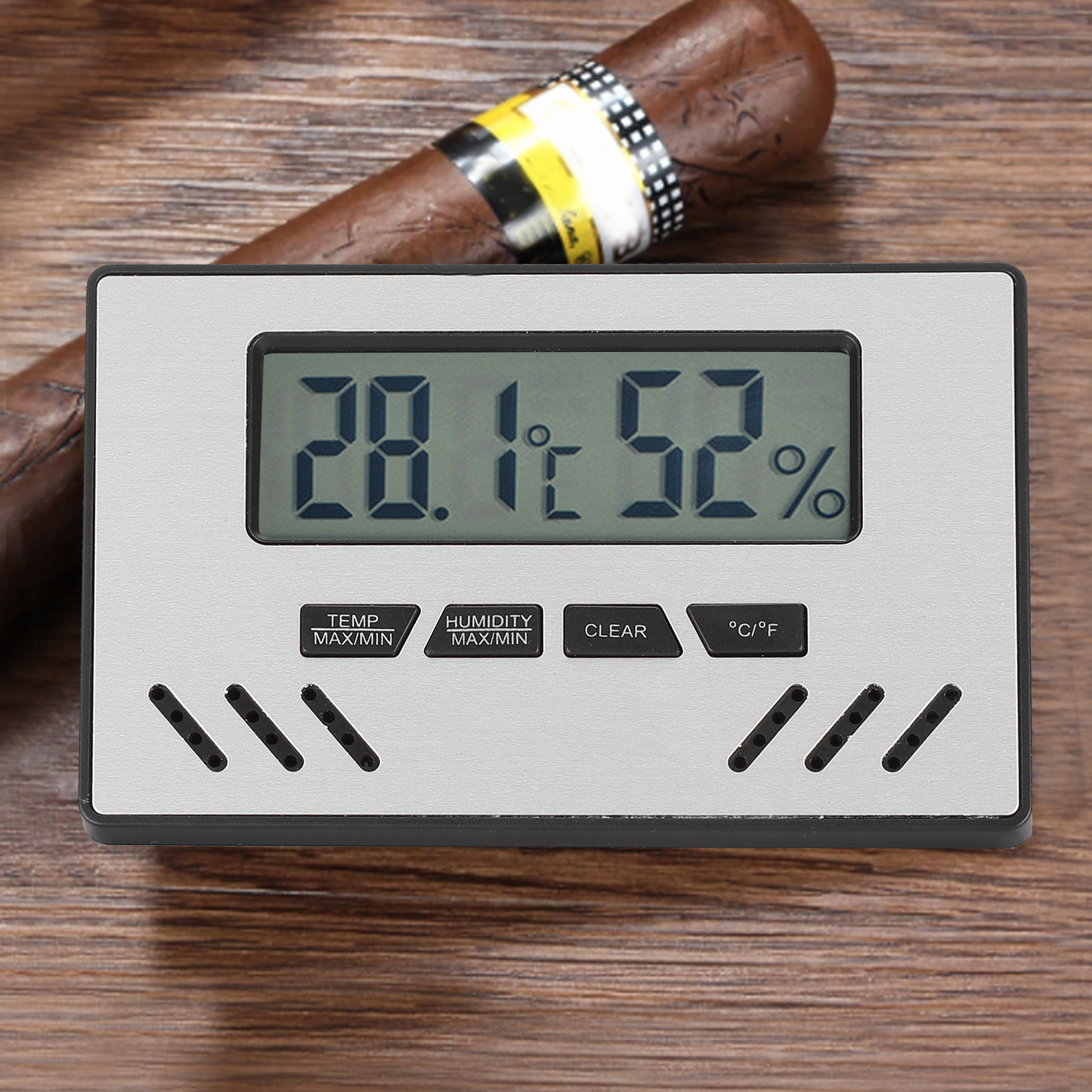 Mgaxyff Thermometer,Indoor Cigar Hygrometer Thermometer Dual‑Display