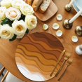 thumbnail image 2 of Orange Ombre Stripes Round 15 Inch Placemats Set of 8, Farmhouse Retro Abstract Waves Art HeatResistant Non Slip Place Mats for Dining Table, Wipeable Braided Kitchen Table Mats for Housewarming, 2 of 9