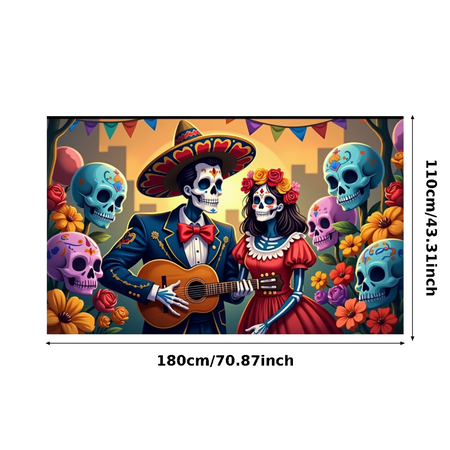 Floral Design Day of the Dead Skeleton Banner Cultural Theme Celebration Decor for Festival Party Decoration Event