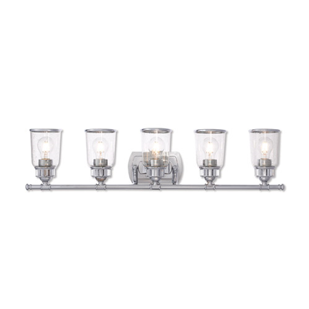 

World of Crystal Lahore Bath Lighting 36in Polished Chrome Steel 5-light