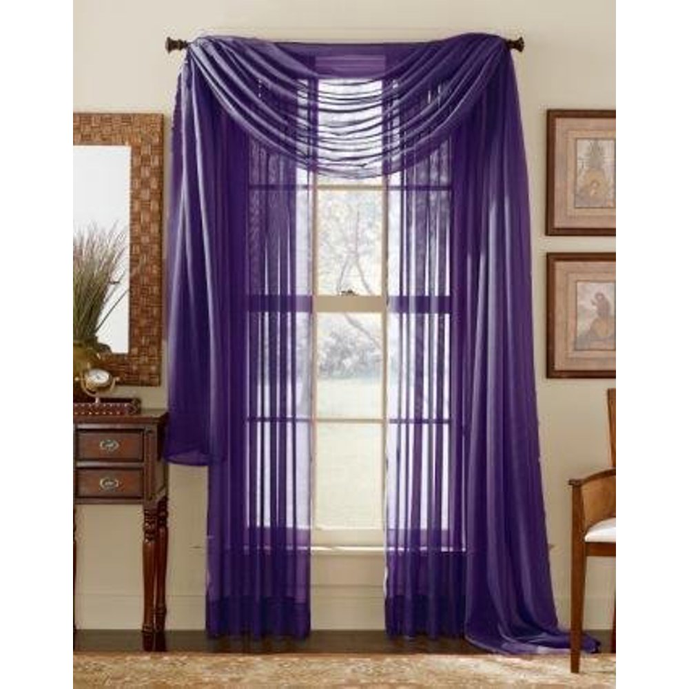Elegant Comfort® 2 Piece Solid SHEER PANEL with ROD POCKET Window