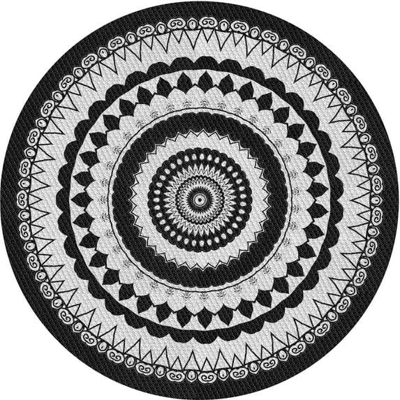 Ahgly Company Indoor Round Patterned Gray Cloud Gray Area Rugs, 5' Round