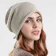 thumbnail image 3 of vnanda Adjustable Drawstring Hat Women's Adjustable Drawstring Beanie Hat Super Soft Elastic Solid Color Cold-proof Winter Warm Hat Solid Color Beanie Hat, 3 of 8