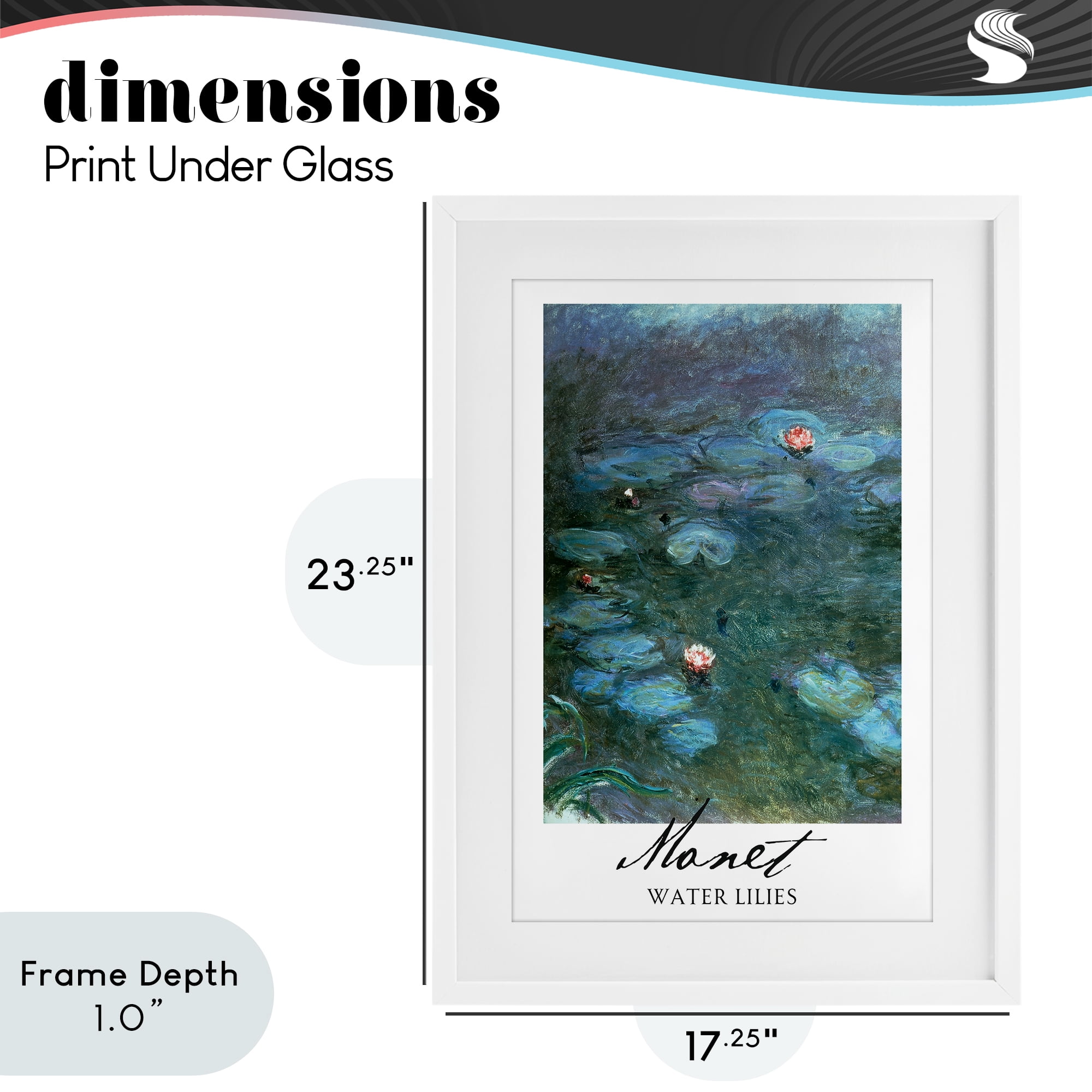 Stupell Industries Monet Water Lilies White Framed Print Under Glass, design by Vintage Hustle