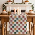 thumbnail image 2 of Table Runner 36 Inches Long for Kitchen Dining, Colorful Checkered Dresser Scarf Farmhouse, Dining Table Decorations for Wedding/Parties, Vintage Plaid Grid Geometric Beige 13 x 36 In, 2 of 8