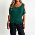 thumbnail image 5 of jjayotai Women Cold Shoulder Tops Summer Short Sleeve Shirt Scoop Neck Tee Casual Loose Fitted Solid Color Tunic Top, 5 of 6