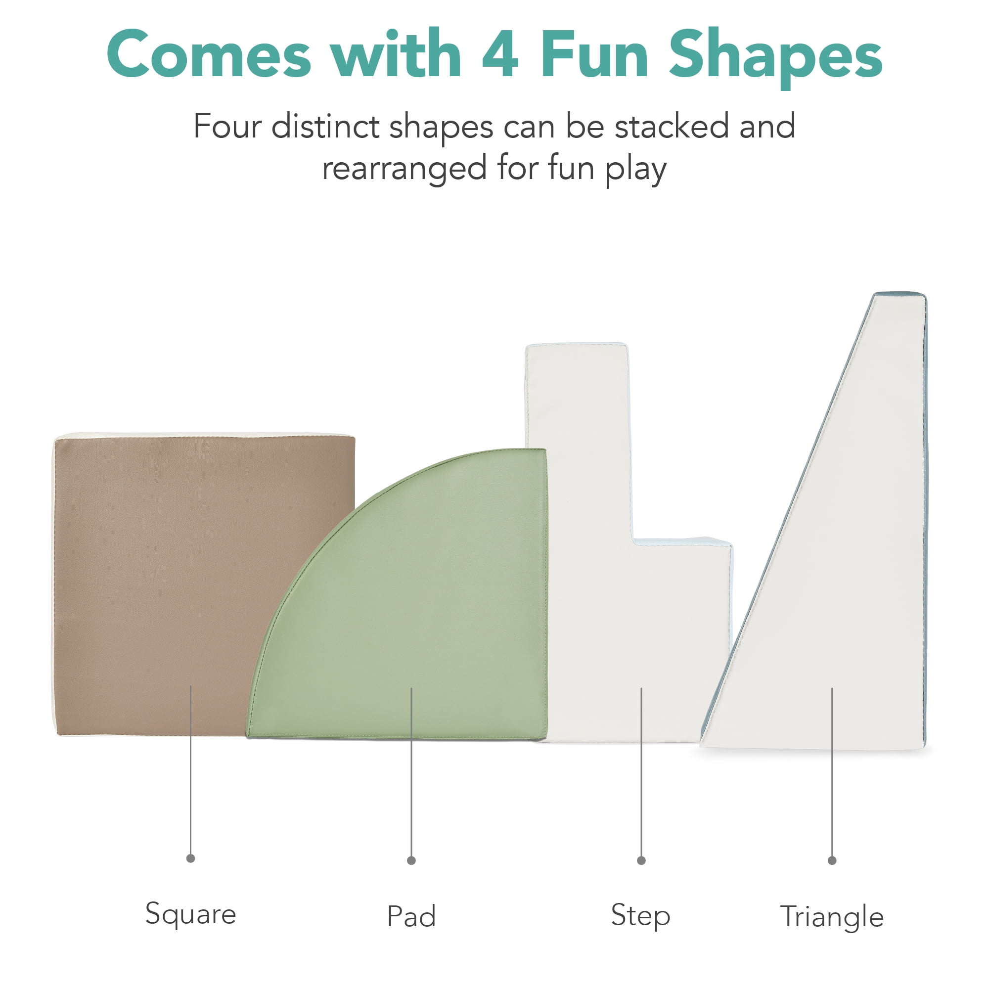 Best Choice Products Soft Foam Climbing Blocks for Toddlers, 4-Piece Play Set, Easy-Clean Vinyl - Earth Tone