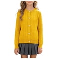 thumbnail image 3 of NIEWTR Toddler Boys & Girls Crewneck Sweater Cardigan Kids Long Sleeve Button Knit Tops Outwear2t 3t 4t 5t 6t 7t(A-Yellow,5-6 Years), 3 of 5