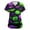 Green #043, variant on Women's Halloween Scrub Tops Candy Pumpkin Graphic Short Sleeve Spooky Holiday Scrubs Top Ghost Print V-Neck Horror Medical Scrub Shirts with Pockets L
