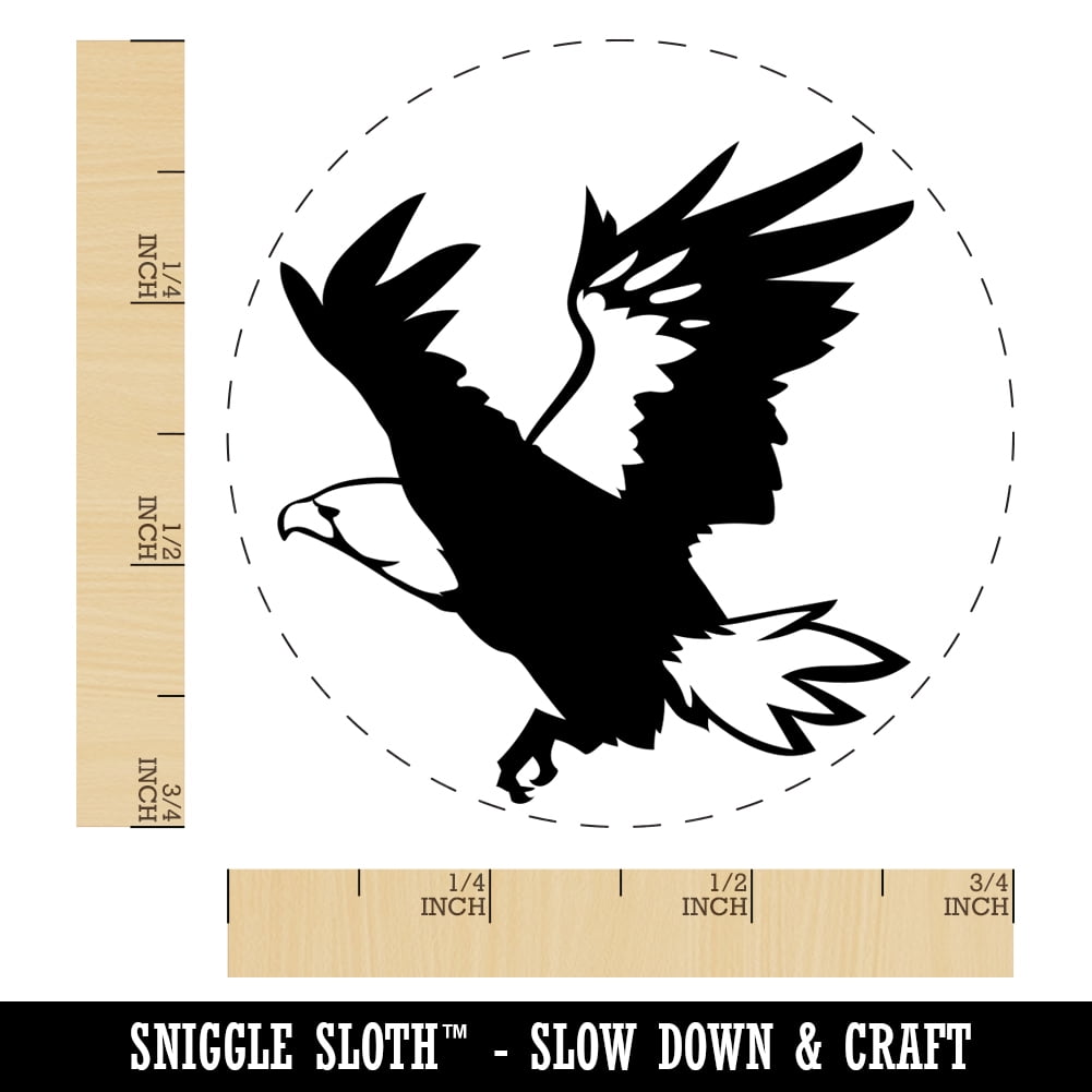 Patriotic American Bald Eagle Flying Self-Inking Rubber Stamp Ink Stamper - Fuchsia Ink - Small 3/4 Inch