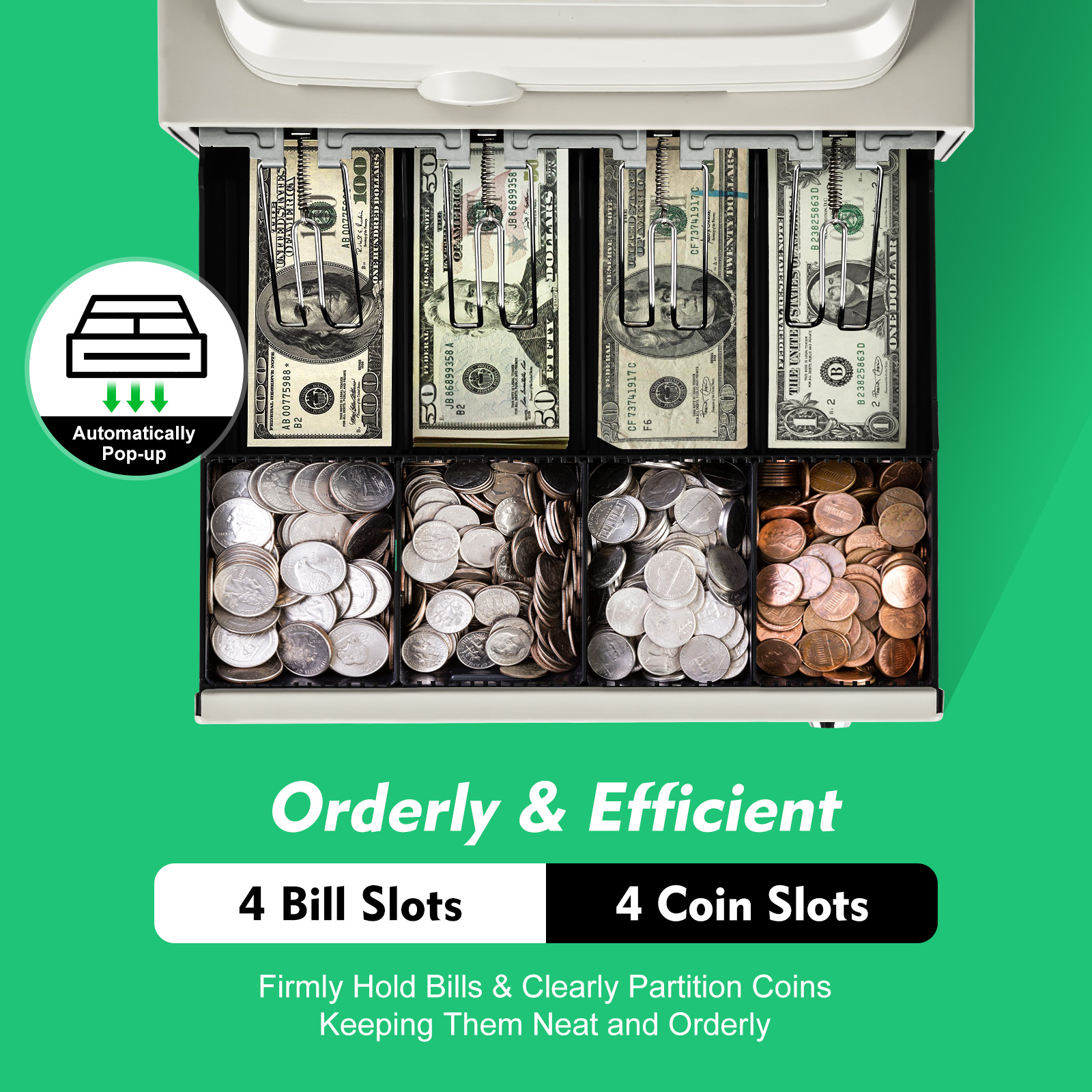 48 Keys Electronic 8 Digital Cash Register, POS System with Cash Tray LED Display for Small Business Retail Restaurant