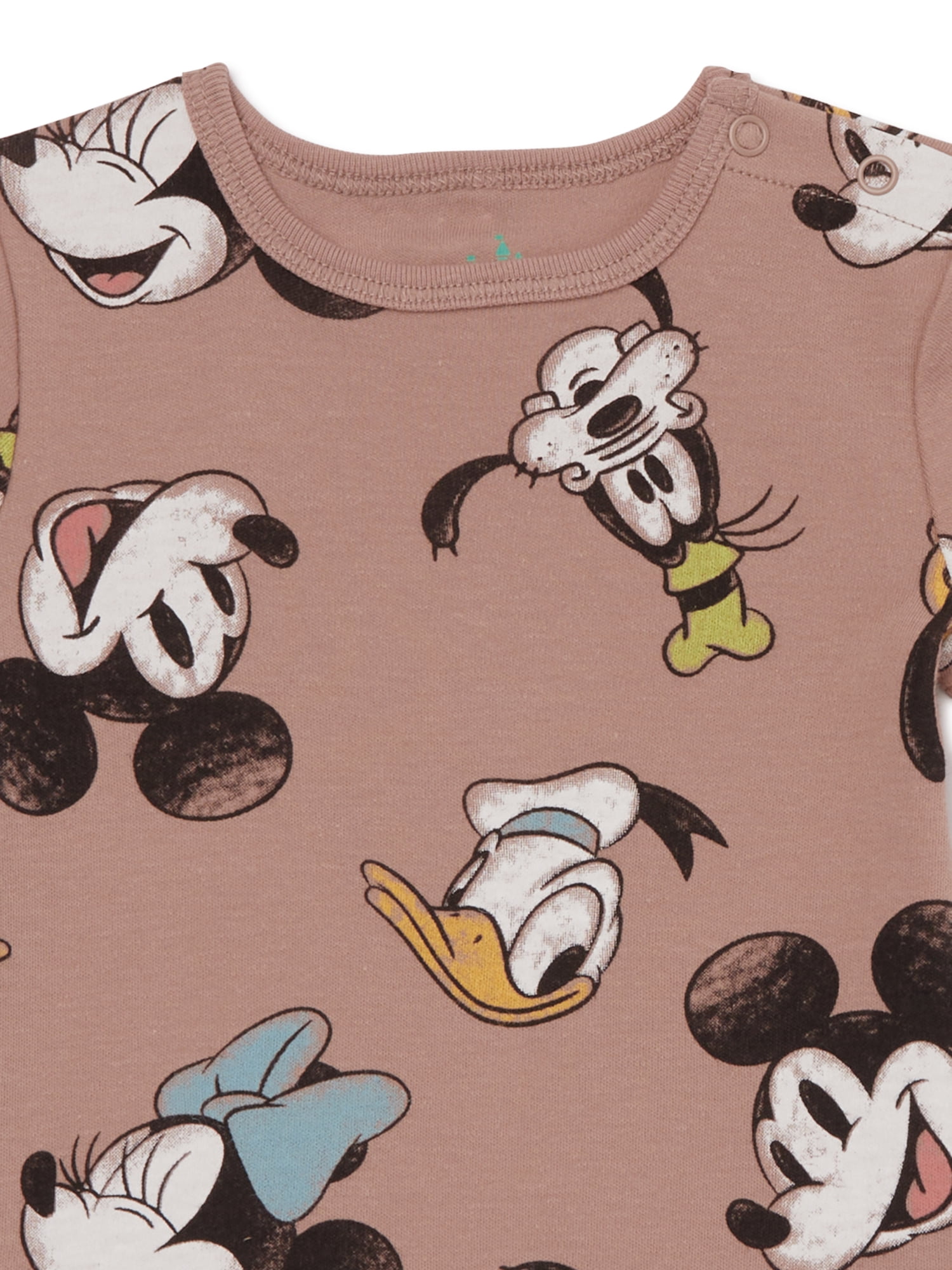Mickey & Friends Baby Bodysuits with Short Sleeves, 2-Pack, Sizes 0/3M-24M