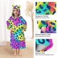 thumbnail image 4 of Dailycode Wearable Blanket Hoodie Oversized Sherpa Flannel Blankets with Pocket for 3-14 Year Old Rainbow Color Leopard, 4 of 7