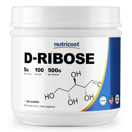 Ribose 100 Grams Powder - Nutricost D-Ribose Powder 500 Grams - 100 Servings, 5000mg Per Serving - High Quality D-Ribose