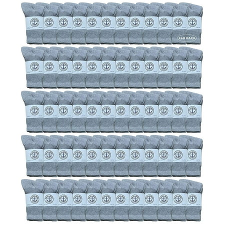 

240 Pairs Of Yacht & Smith Wholesale Kids Crew Socks Childrens Cotton Casual Crew Socks Size 6-8 (Gray)