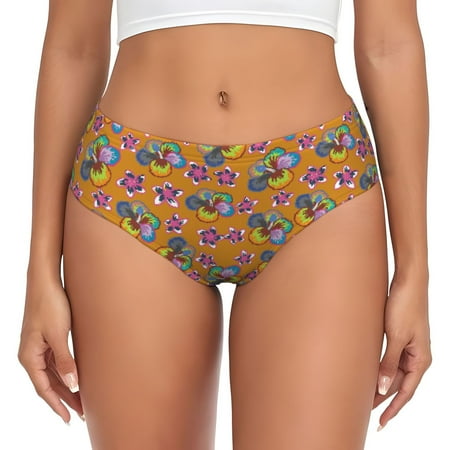 Womens Underwear - No Show Seamless Underwear for Women  Yellow Flower A Soft Stretch Women s Panties  Hipster Ladies Panties Breathable Bikini Underwear Briefs