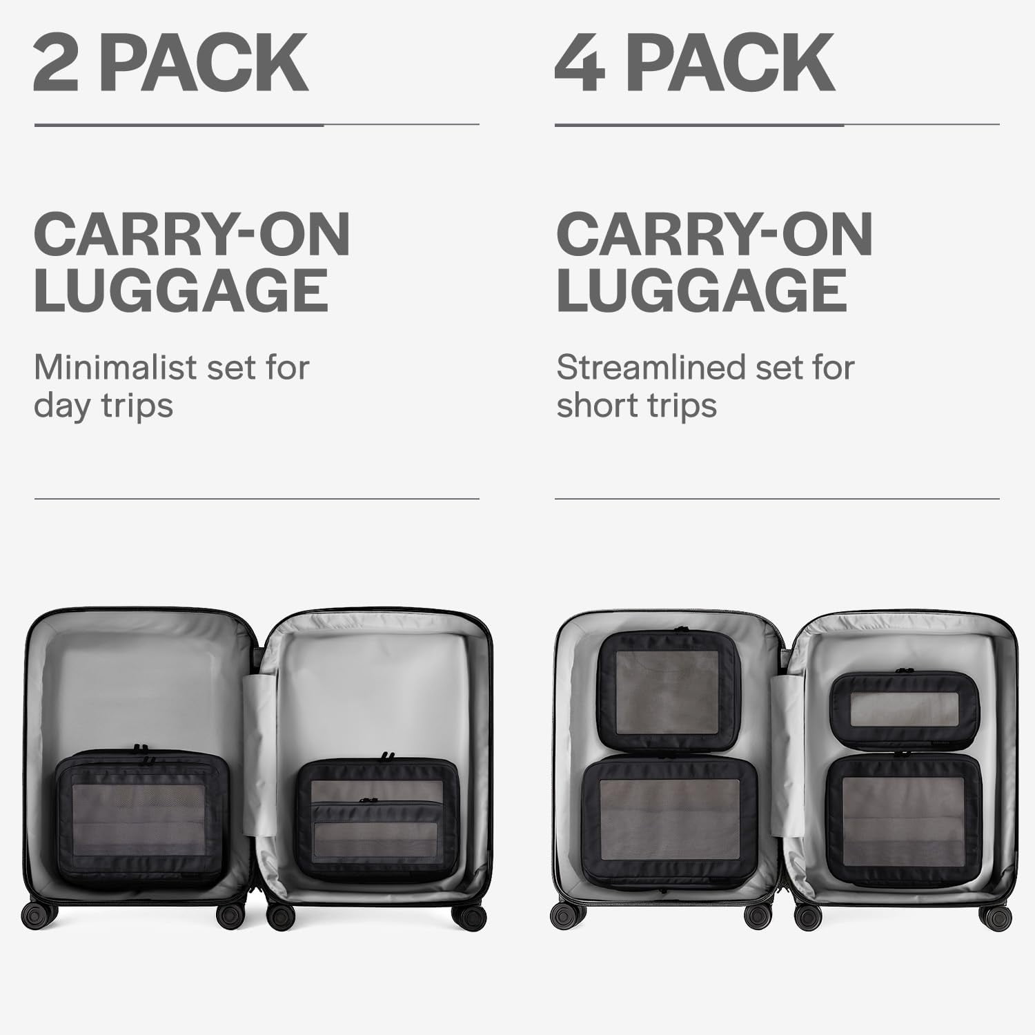 Black 2-Pack Travel Packing Cubes Luggage Organizer Bags