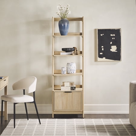 Walker Edison Transitional Narrow Bookshelf with Drawers Coastal Oak