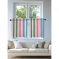 thumbnail image 4 of Pink Green Blue Stripe Tier Curtains 36 Inch Length,Sheer Curtains for Bedroom Living Room Window Farmhouse Stripes Contemporary Small Half Window Kitchen Curtains & Drapes 27.5"x36" 2 Panels, 4 of 6