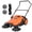 Black + Orange, variant on CazToi 25.6" Professional Walk-Behind Push Floor Sweeper, Adjustable Handle, 5-Gallon Dustbin