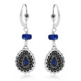 thumbnail image 3 of American West Jewelry Sterling Silver Lapis Pear-Shaped Concha Lever Back Earrings, 3 of 6