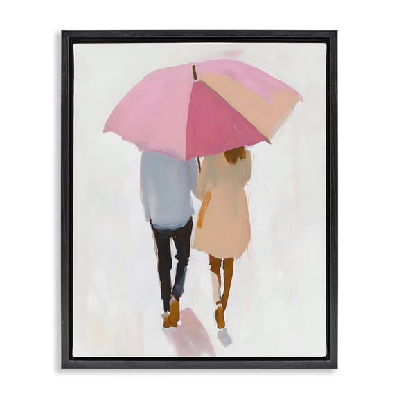 Stupell Industries Modern Couple Stroll Under Umbrella Black Floating Frame Canvas Art, 17 x 21, by The Prints Vibe