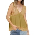 thumbnail image 1 of Timegard Summer Tank Top for Women Deep V Neck Ruffle Ruched Tunic Top Dressy Causal Loose Beach Travel, 1 of 6