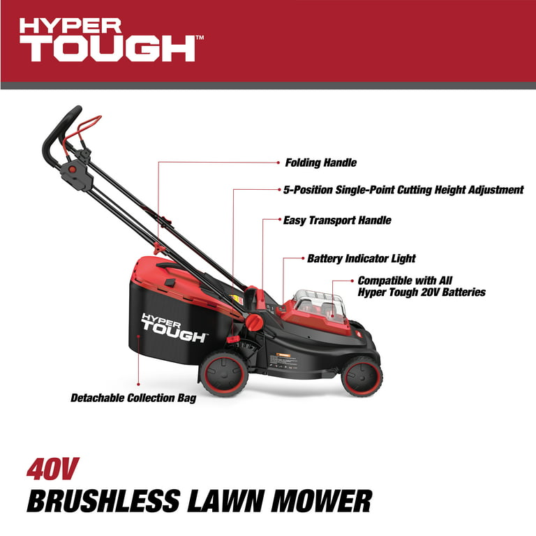 Hyper Tough HT13-401-003-01 40V Battery Powered Brushless Push Mower Kit - 18 in