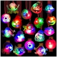 thumbnail image 4 of Monebena 12 pcs Halloween LED Necklace Bracelets Pumpkin Ghost Pirate Spider Eyeball Necklace Halloween Party Favor Light up Flashing Decoration Trick Treats Gift Bag Fillers for Women Men Family Pack, 4 of 8