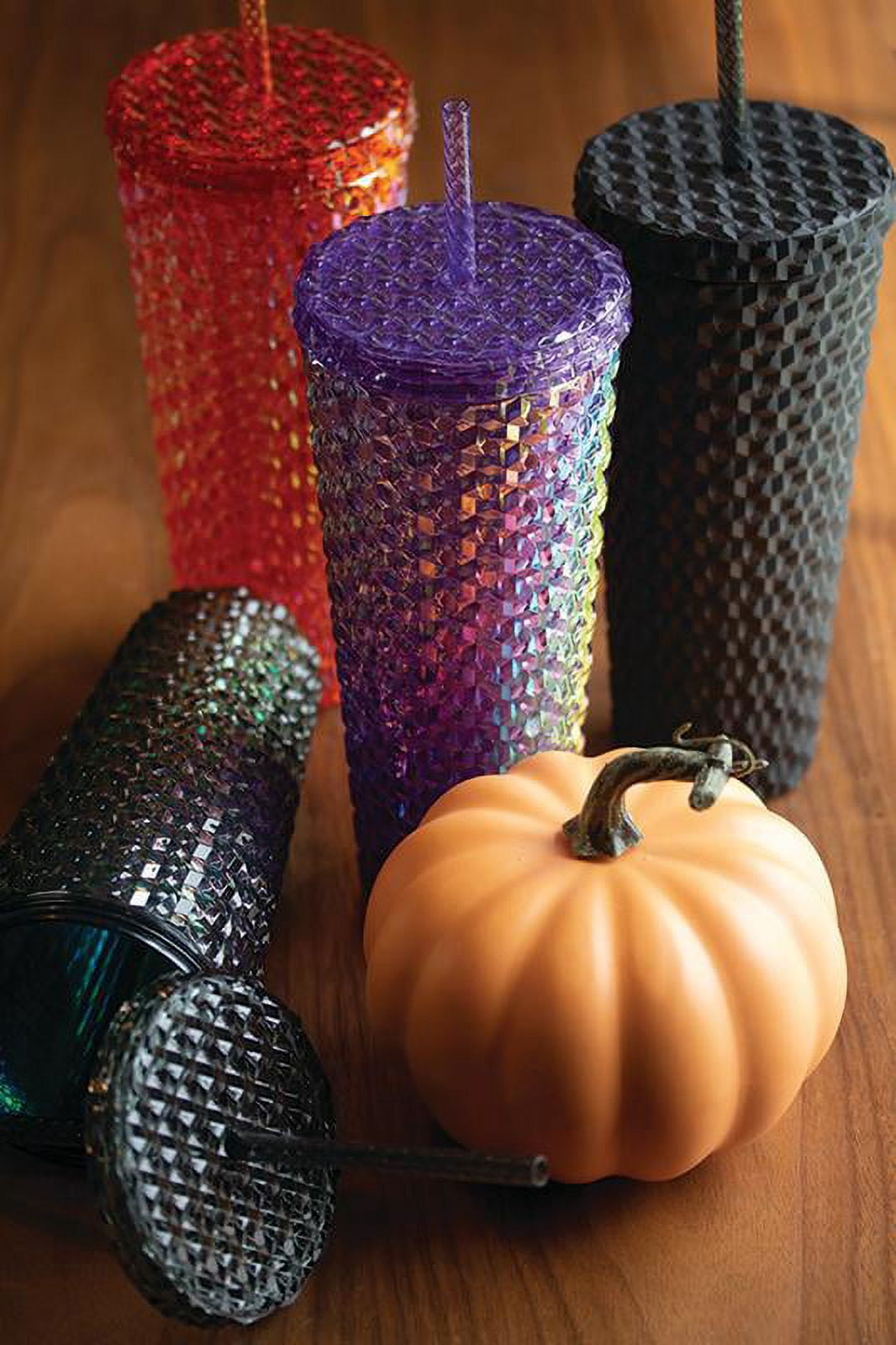 Mainstays 26-Ounce Plastic Tumbler with Straw, Multi Color