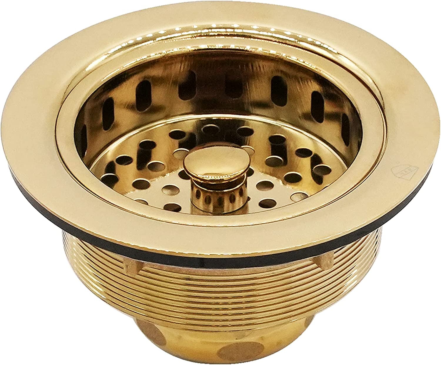 Westbrass COMBO PACK 3-1/2" Post Style Sink Strainer and Extra-Deep Waste Disposal Trim, Polished Brass