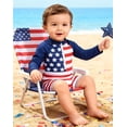 thumbnail image 2 of Aideaone 4th of July Toddler Baby Boys Swimsuit American Flag Swimwear Independence Day Long Sleeve Zipper Swimsuit3-36 Months, 2 of 7