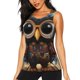 thumbnail image 1 of Fotbe Quirky Owl With Glasses Blusas Sin Mangas para Mujer – Estilo Casual, Corte Suelto, Slim-Fit, Cuello Redondo Deportivo, Tops de Verano para Gimnasio y Yoga-Small, 1 of 7
