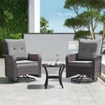 thumbnail image 2 of Kullavik 3PCS Wicker Rocking Chair Swivel Chairs, Patio Furniture Set Rattan Rocking Bistro Sets with Coffee Table for Outdoor Porch Deck Garden Backyard,Grey, 2 of 9