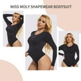 thumbnail image 5 of MISS MOLY Tummy Control Bodysuits for Women Long Sleeve Shapewear Scoop Neck Thong Body Shaper Tops, 5 of 6