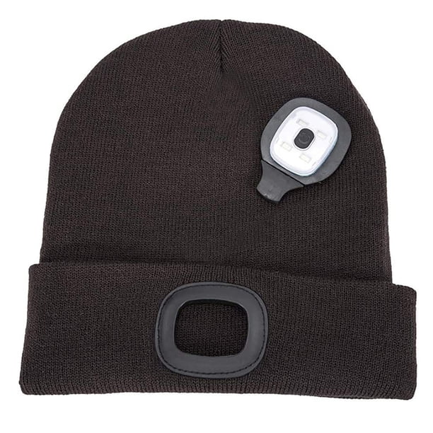 Sombrero Tejido Gorro Beanie LED con luz, gorro tejido manos libres con 4 faros LED (café) Tmvgtek Accesorios para bicicletas