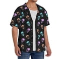 thumbnail image 2 of Balery purple cyan brown Skull Camisa Casual de Manga Corta con Botones para Hombre, Texturizada, Estilo Cubano, para Playa, Verano-Small, 2 of 5