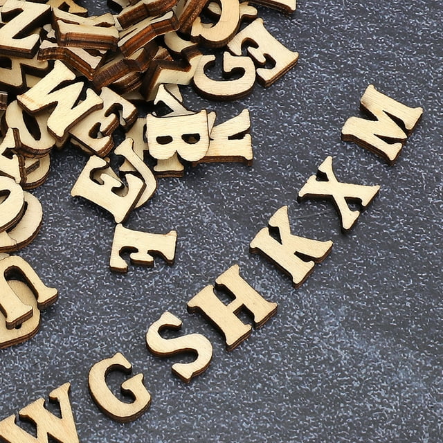YLSHRF 200PCS Small Wooden Craft Alphabet Letters, DIY Log Letter-Shape Natural Wooden Letter Wood Letters Cutouts Wood Sheet Educational Toy Crafts Decor For 26 English Letters