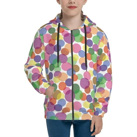 

Hoodies for Women colorful Polka dot cute Long Sleeve Sweatshirt Drawstring Zip Up Hoodie with Pockets Teen Girl Clothes