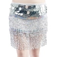 thumbnail image 3 of AGWOLF Sequin Skirt for Women Glitter Mermaid Mini Skirts Sparkly Belly Dance Hip Scarf Music Party Rave Wrap Skirt, 3 of 6