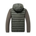 thumbnail image 4 of Iyufng Men's Mock Neck Spliced Puffer Jackets Detachable Hood Long Sleeves Zip Up Outerwear, 4 of 5