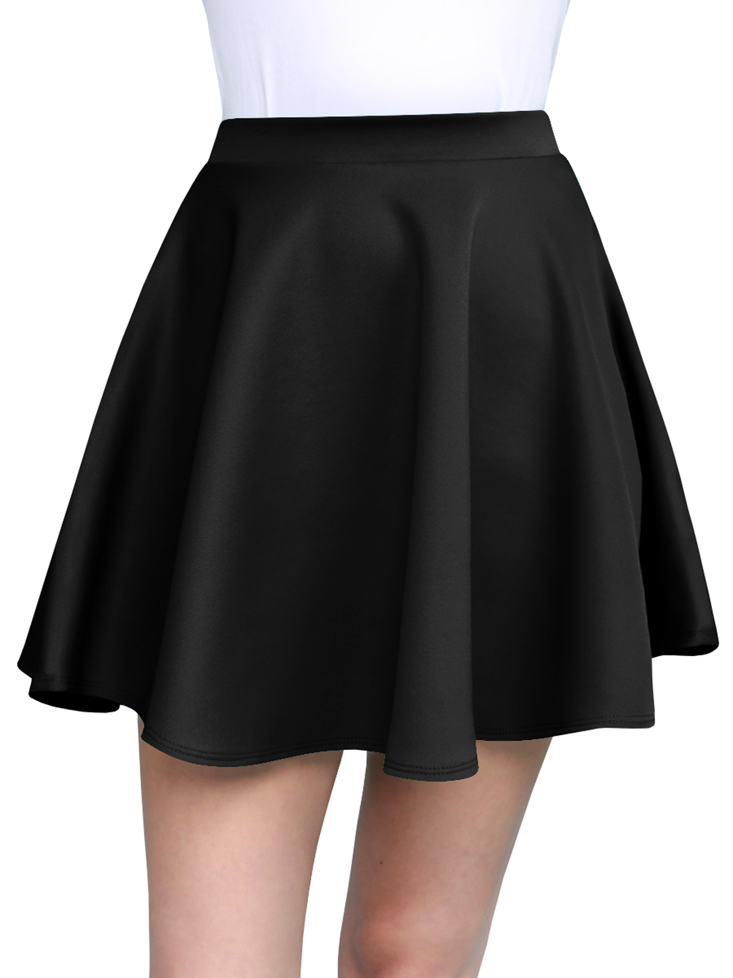 Made by Johnny Women's Basic Versatile Stretchy Flared Skater Skirt M ...