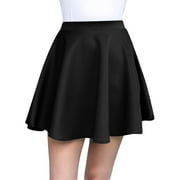 Made by Johnny Womens Basic Versatile Stretchy Flared Skater Skirt M BLACK