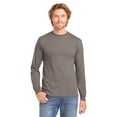 thumbnail image 5 of Gildan Men’s Heavy Cotton Long Sleeve T-Shirt, Ribbed Collar and Cuffs Charcoal Tee, 3 Pack, L, 5 of 5