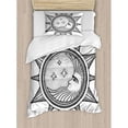 thumbnail image 3 of Occult Decor Queen Size Duvet Cover Set, Moon inside the Sun with Stars Alchemy Clandestine Esoteric Solar Crescent Art, Decorative 3 Piece Bedding Set with 2 Pillow Shams, Black Grey, by Ambesonne, 3 of 3