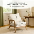 thumbnail image 3 of Zimtown Modern Armchair with Solid Wood Frame and Pillow, Comfort Chenille Upholstered Accent Chair for Bedroom or Living Room, Beige, 3 of 9