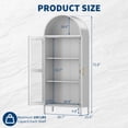 thumbnail image 2 of 73" Arched Metal Storage Cabinet, Kitchen Pantry Cabinet with Glass Door, 2 Adjustable Shelves ,Modern Farmhouse Display Bookshelf ,Freestanding Display Cabinet for Living/Dinning Room White, 2 of 7